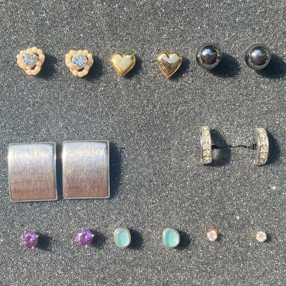 Sterling Silver hoops with 6 Cubic Zirconia - Picture 7 of 7